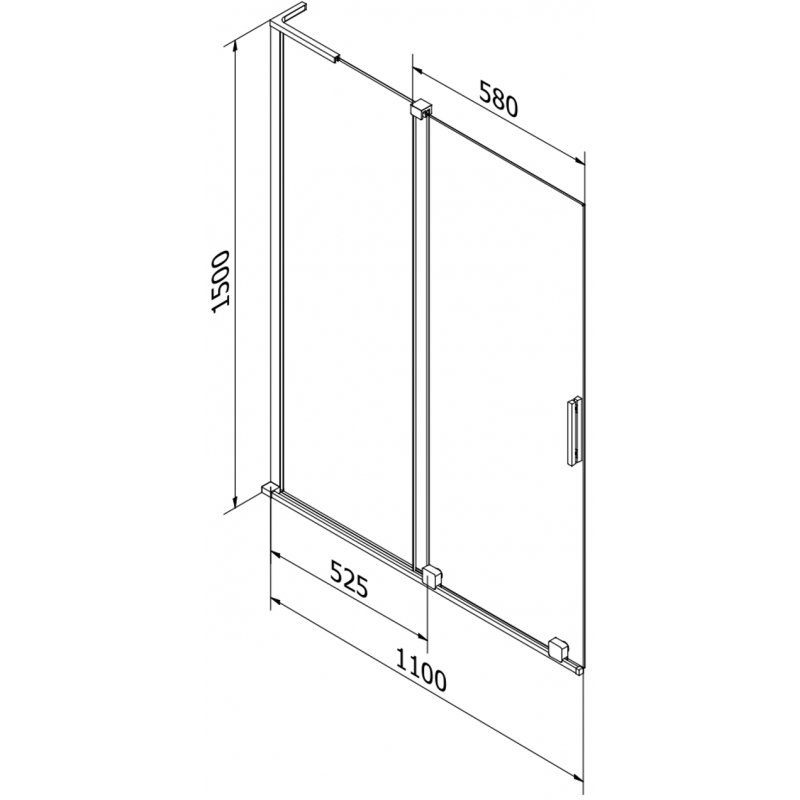 Mexen Velar L zweedelen Schiirmewand 110 x 150 cm, Schnéi, schwaarz - 896-110-003-31-70