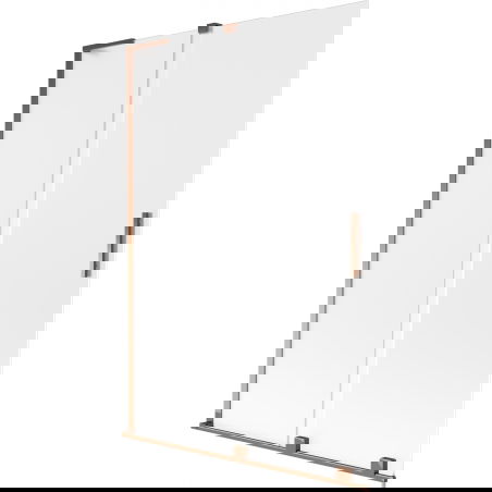 Mexen Velar L διπλή συρόμενη κουρτίνα μπάνιου 120 x 150 cm, παγετός, ροζ χρυσό