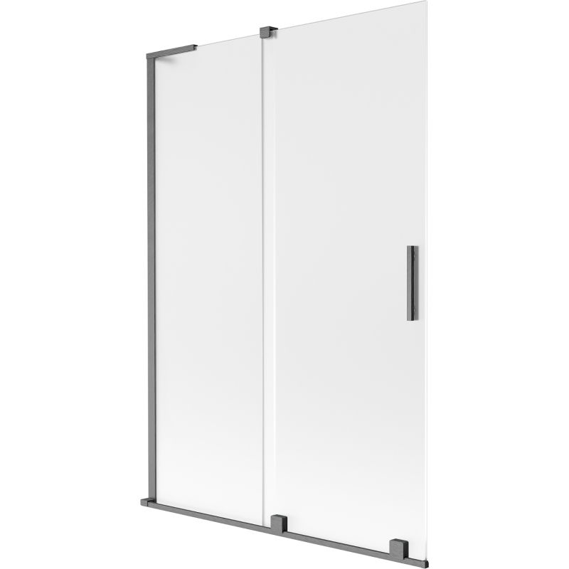 Mexen Velar L Badewannenabtrennung 2-flügelig, verschiebbar 120 x 150 cm, mattiert, Gun Gray gebürstet - 896-120-003-31-66