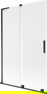 Mexen Velar L badwand scherm 2-delig schuifbaar 120 x 150 cm, matglas, zwart - 896-120-003-31-70