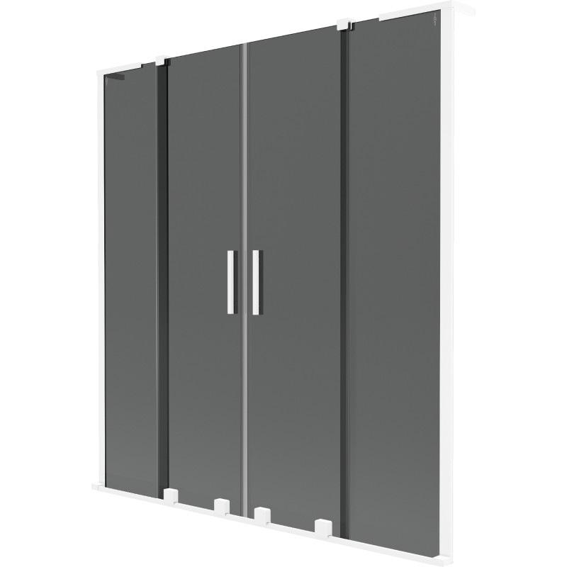 Mexen Velar L Duo vannitoa dušisein 2-osaline liuguks 150 x 150 cm, grafiit, valge - 896-150-003-42-20