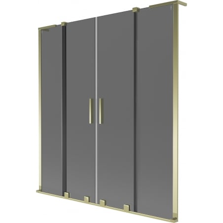 Mexen Velar L Duo Zwei-Flügel-Badewannenabtrennung 150 x 150 cm, Graphit, Gold - 896-150-003-42-50