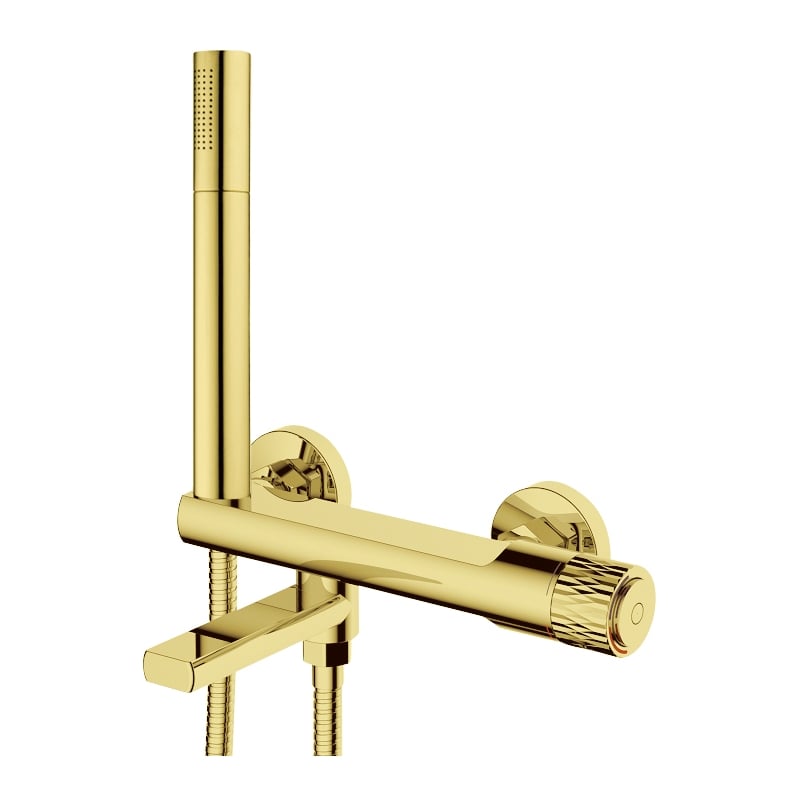 Mexen Diamond grifo de bañera con conjunto de ducha, dorado - 71530-50