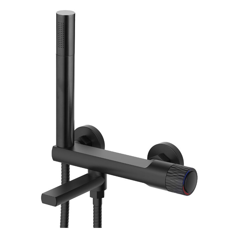 Mexen Diamond grifo de bañera con juego de ducha, negro - 71530-70