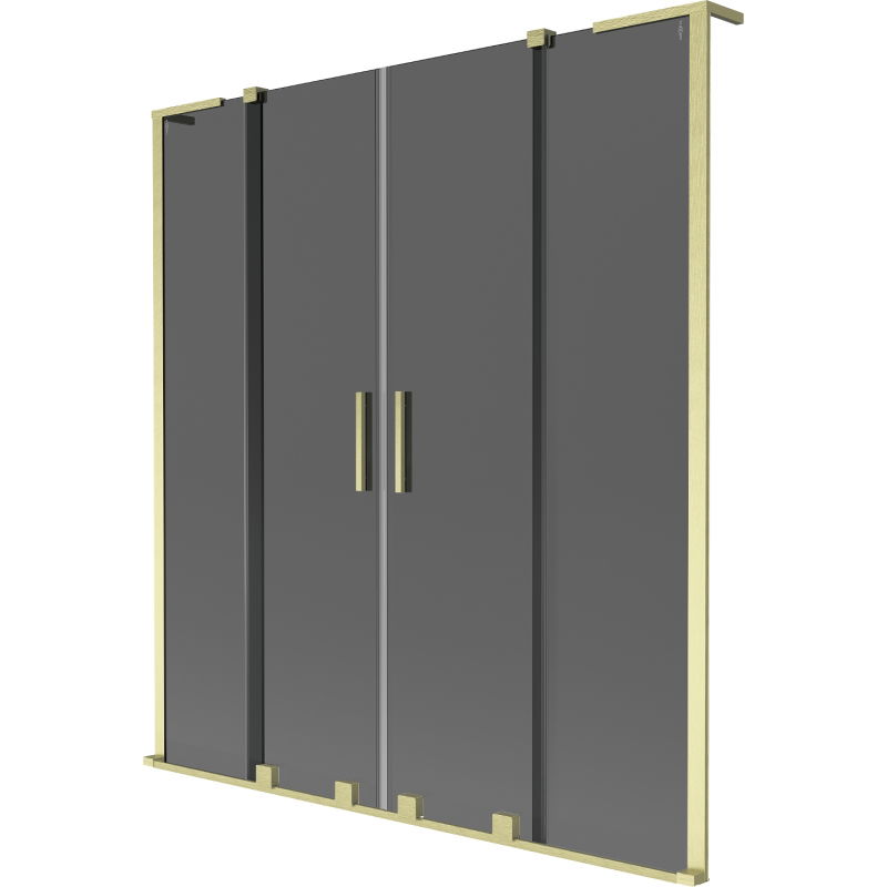 Mexen Velar L Duo Badewannenabtrennung 2-teilig verschiebbar 150 x 150 cm, graphit, gebürstet gold - 896-150-003-42-55