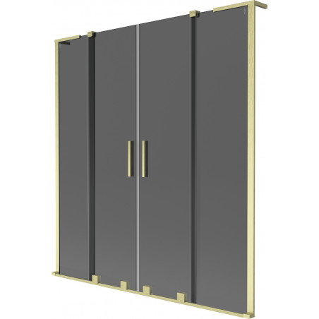 Mexen Velar L Duo paravan za kadu 2-krilni klizni 150 x 150 cm, grafit, zlatni brušeni - 896-150-003-42-55