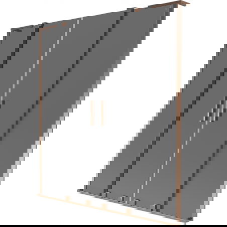 Mexen Velar L Duo vannas ekrāns ar 2 nodalījumiem, izvelkams 150 x 150 cm, grafīts, rožu zelts - 896-150-003-42-60