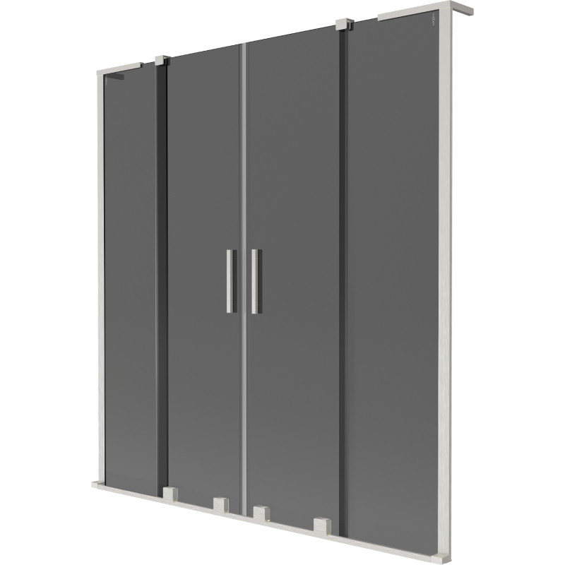 Mexen Velar L Duo vannitoa dušipaneel, 2 tiiba, lükand, 150 x 150 cm, grafiit, harjatud nikkel - 896-150-003-42-97