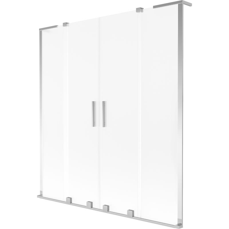 Mexen Velar L Duo Biddenwanneschierm 2-flillegeg verschiebbar 150 x 150 cm, gefrost, Chrom - 896-150-003-32-01