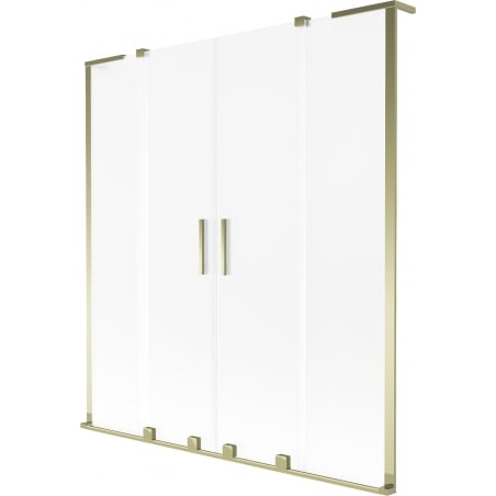 Mexen Velar L Duo Badewannenabtrennung 2-flügelig verschiebbar 150 x 150 cm, matt, gold - 896-150-003-32-50