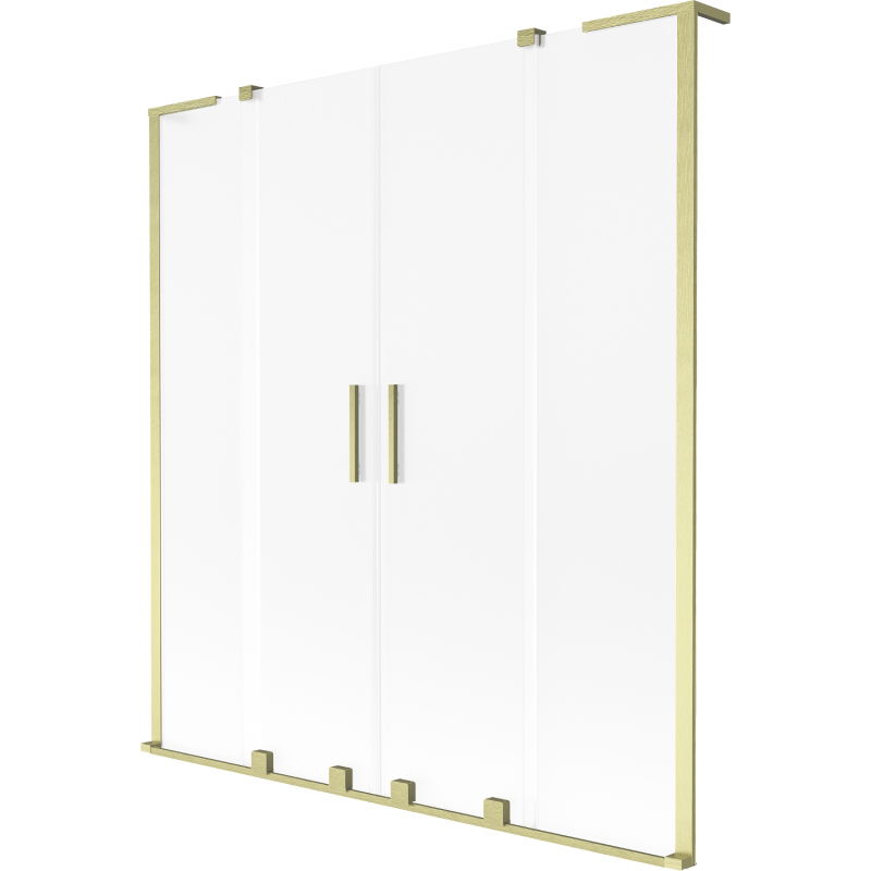 Mexen Velar L Duo Badewannenabdeckung 2-flügelig verschiebbar 150 x 150 cm, matt, gebürstetes Gold - 896-150-003-32-55