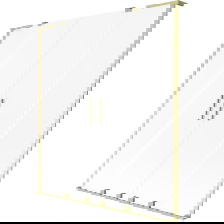 Mexen Velar L Duo badkarsvägg 2-delad skjutbar 150 x 150 cm, frost, borstad guld - 896-150-003-32-55