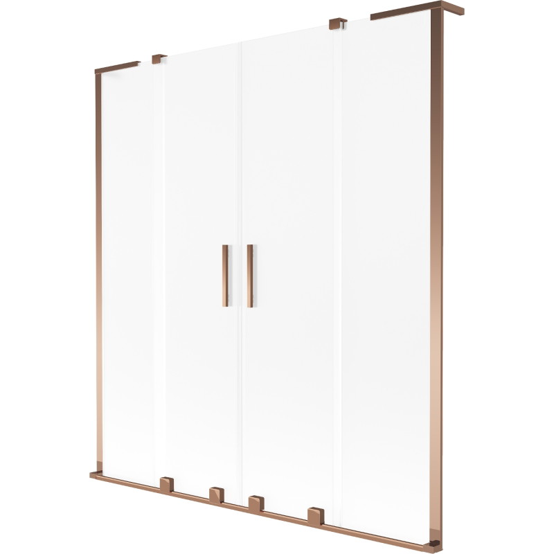 Mexen Velar L Duo klizni paravan za kadu s 2 krila 150 x 150 cm, mrazni, ružičasto zlato - 896-150-003-32-60