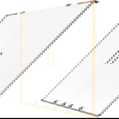 Mexen Velar L Duo kopelne pregradne steklo 2-krilno drsno 150 x 150 cm, mat, brušena medenina - 896-150-003-32-65