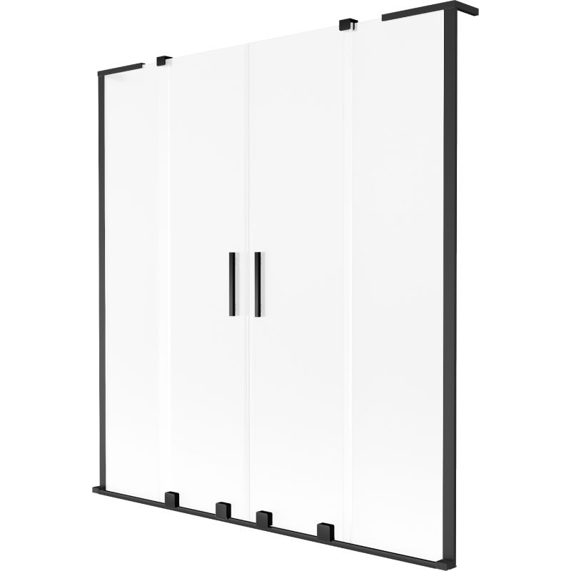 Mexen Velar L Δίφυλλη αναδιπλούμενη μπανιέρα Duo 150 x 150 cm, σατινέ, μαύρη