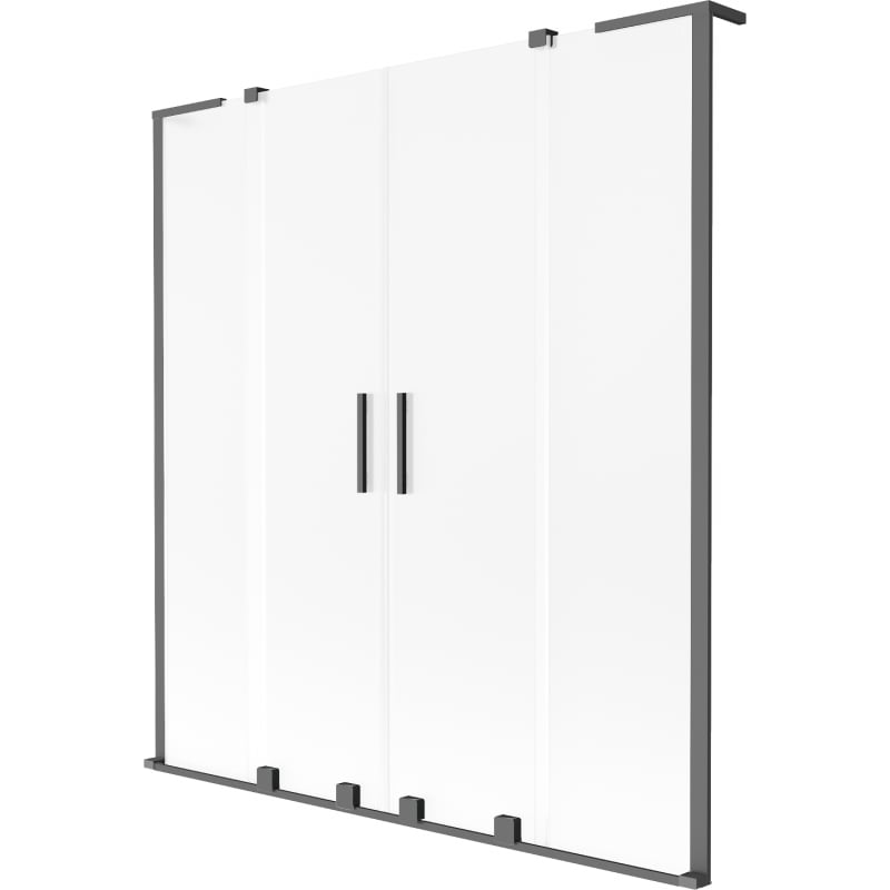 Mexen Velar L Duo Badscherm 2-delig schuifbaar 150 x 150 cm, ijsglas, kanonmetaal - 896-150-003-32-95