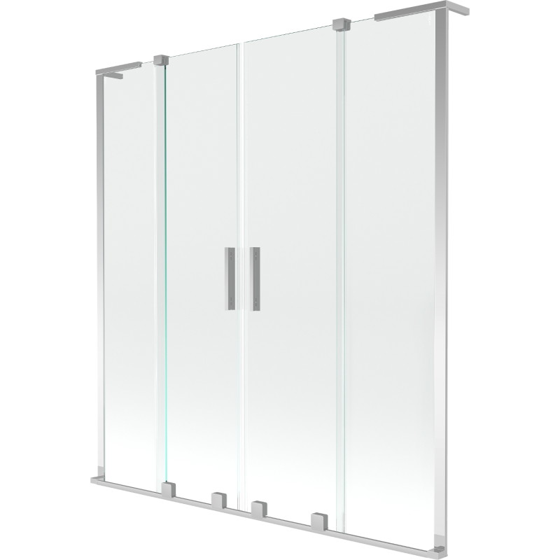 Mexen Velar L Duo vanniekate, kaheosaline, lükandustega 150 x 150 cm, läbipaistev, kroom - 896-150-003-02-01