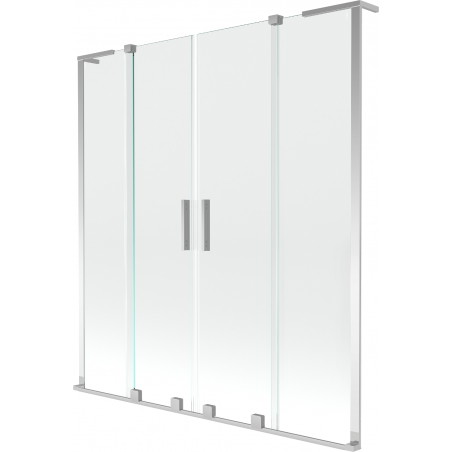 Mexen Velar L Duo vanniekate, kaheosaline, lükandustega 150 x 150 cm, läbipaistev, kroom - 896-150-003-02-01