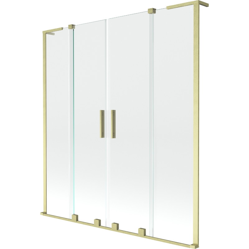 Mexen Velar L Kahene teisaldatav vannitoaklaasist paneel 150 x 150 cm, läbipaistev, harjatud kuldne - 896-150-003-02-55