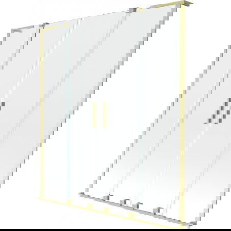 Mexen Velar L Duo beweglecht Duschschierm mat 2-Deeler, verstellbar 150 x 150 cm, transparent, gold gebast - 896-150-003-02-55