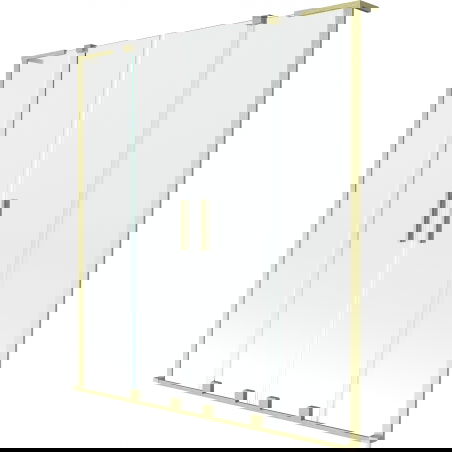 Mexen Velar L Duo paravento per vasca da bagno a 2 ante scorrevoli 150 x 150 cm, trasparente, oro spazzolato - 896-150-003-02-55