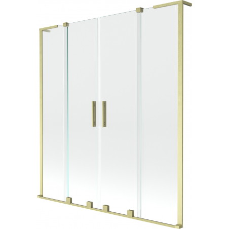 Mexen Velar L Kahene teisaldatav vannitoaklaasist paneel 150 x 150 cm, läbipaistev, harjatud kuldne - 896-150-003-02-55