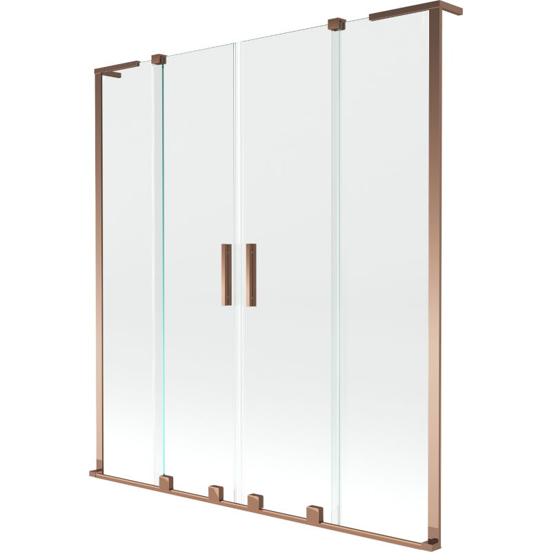Mexen Velar L Duo Badewannen-Faltwand 2-flügelig, schiebbar 150 x 150 cm, transparent, Roségold - 896-150-003-02-60