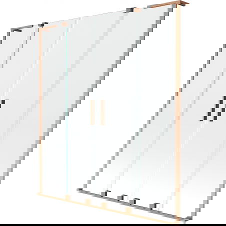 Mexen Velar L Duo Badewannenabtrennung 2-flügelig verschiebbar 150 x 150 cm, transparent, gebürstetes Kupfer - 896-150-003-02-65