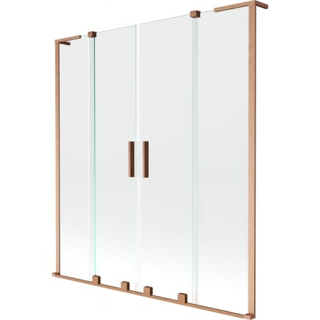 Mexen Velar L Duo parawan nawannowy 2-skrzydłowy rozsuwany 150 x 150 cm, transparent, miedź szczotkowana - 896-150-003-02-65