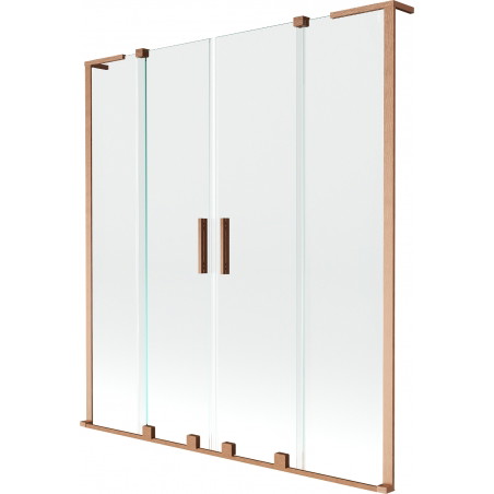 Mexen Velar L Duo vanni sein 2-osaline liuguksega 150 x 150 cm, läbipaistev, harjatud vask - 896-150-003-02-65