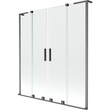 Mexen Velar L Duo paravent de baignoire à 2 battants coulissants 150 x 150 cm, transparent, gris pistolet brossé