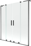 Mexen Velar L Duo parawan nawannowy 2-skrzydłowy rozsuwany 150 x 150 cm, transparent, gun gray szczotkowany - 896-150-003-02-66