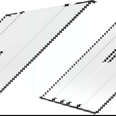 Mexen Velar L Duo Badewannenfaltwand 2-flügelig zum Schieben 150 x 150 cm, transparent, schwarz - 896-150-003-02-70