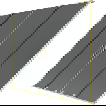 Mexen Velar L Duo Badewannenabtrennung, 2-flügelig, verschiebbar, 180 x 150 cm, Graphit, gebürstetes Gold - 896-180-003-42-55