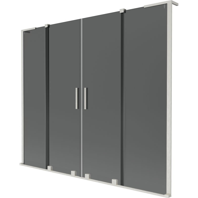 Mexen Velar L Duo Badewannenfaltwand 2-flügelig zum Schieben 180 x 150 cm, Grafit, gebürstetes Nickel - 896-180-003-42-97