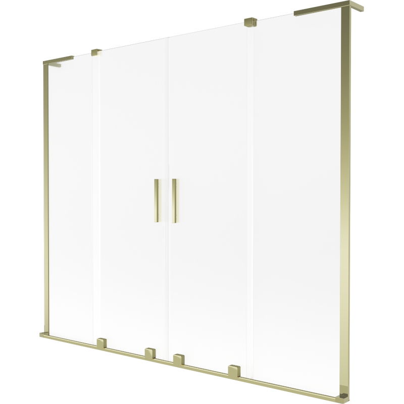 Mexen Velar L Duo Badewannenabtrennung 2-flügelig, verschiebbar 180 x 150 cm, Frost, Gold - 896-180-003-32-50