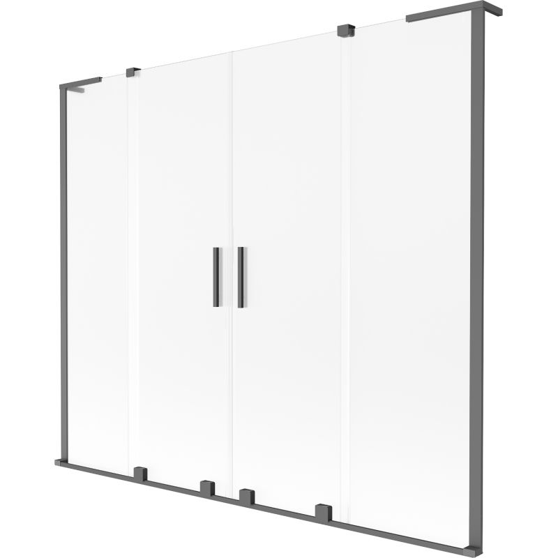 Mexen Velar L Duo Badewannenabtrennung 2-flügelig verschiebbar 180 x 150 cm, mattiert, gun metal - 896-180-003-32-95