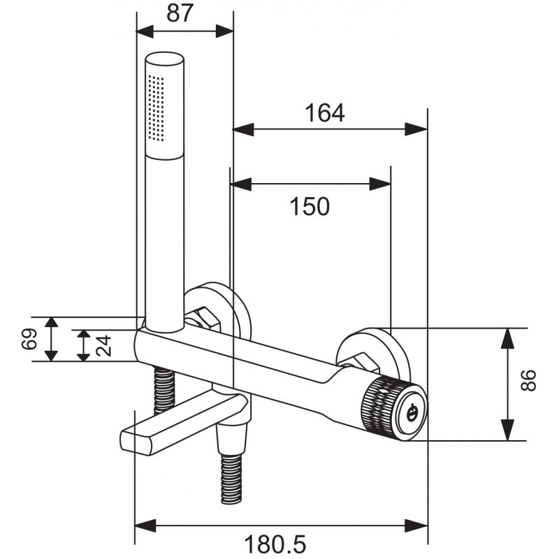 Mexen Diamond Buedbiddearmatur mam Duscheset, schwaarz - 71530-70