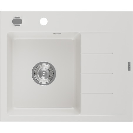 Mexen Ben zlewozmywak granitowy 1-komorowy z ociekaczem, lewy 600 x 500 mm, biały, syfon chrom - 6522605000-20