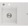 Mexen Ben granite sink 1-bowl with left drainer 600 x 500 mm, white, chrome siphon - 6522605000-20