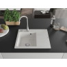 Mexen Ben graniidist ühe kausiga valamu tilaga, vasak 600 x 500 mm, valge, sifoon kroom - 6522605000-20