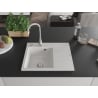 Mexen Ben granite sink 1-bowl with left drainer 600 x 500 mm, white, chrome siphon - 6522605000-20