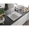 Mexen Ben granite sink 1-bowl with left drainer 600 x 500 mm, white, chrome siphon - 6522605000-20