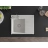 Mexen Ben granite sink 1-bowl with left drainer 600 x 500 mm, white, chrome siphon - 6522605000-20