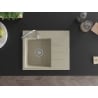 Mexen Ben Granitspüle 1-beckig mit Ablage links 600 x 500 mm, beige, Siphon Chrom - 6522605000-69