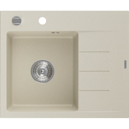 Mexen Ben Granitspüle 1-beckig mit Ablage links 600 x 500 mm, beige, Siphon Chrom - 6522605000-69