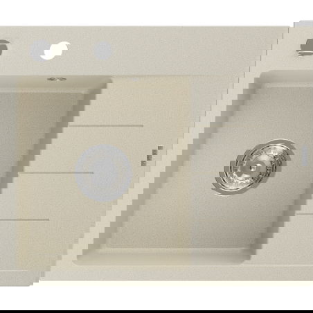 Mexen Ben lavello in granito a una vasca con scolapiatti, sinistro 600 x 500 mm, beige, sifone cromato - 6522605000-69