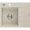 Mexen Ben granite sink 1-bowl with drainer, left 600 x 500 mm, beige, chrome siphon - 6522605000-69