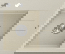 Mexen Ben fregadero de cocina de granito de 1 cubeta con escurridor, izquierdo 600 x 500 mm, beige, sifón cromado