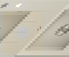 Mexen Ben granīta izlietne ar 1 nodalījumu un noteci, kreisā, 600 x 500 mm, bēša, hromēts sifons - 6522605000-69